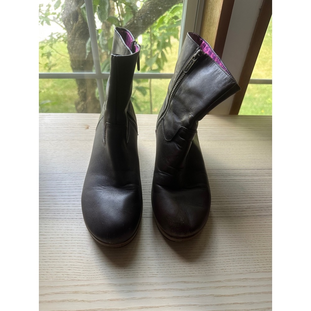 Crocs Leigh Leather Wedge Ankle Boots Brown Pink Houndstooth 14784 Womens 7